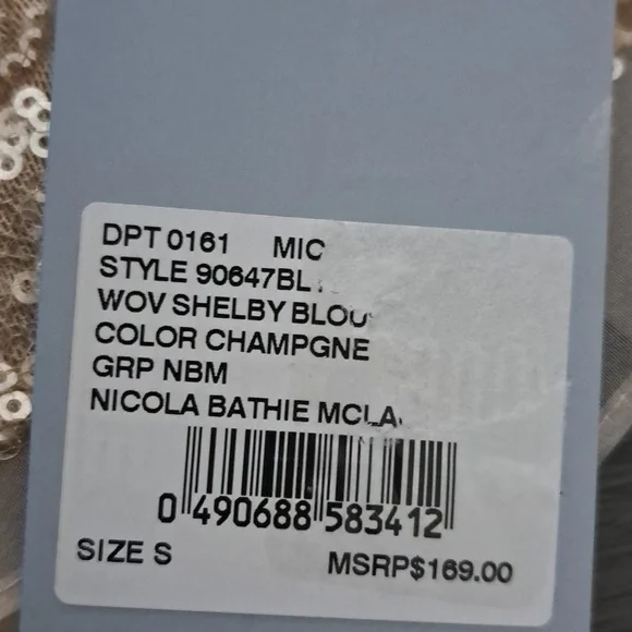 Antonio Melani x Nicola Bathie Champagne Gold Sequin Shelby Blouse - Picture 12 of 14